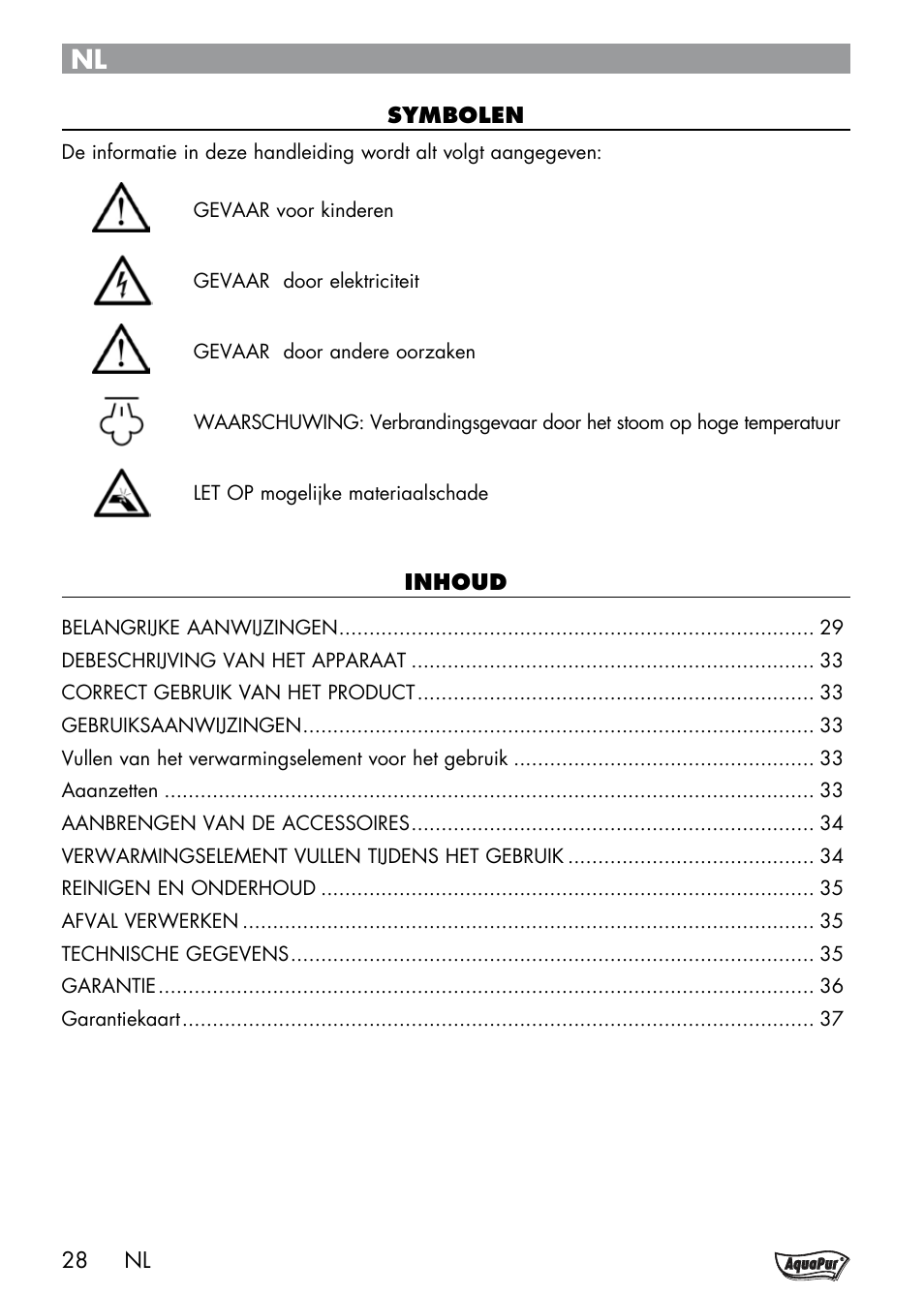 Aquapur Handheld Steam Cleaner User Manual | Page 30 / 48
