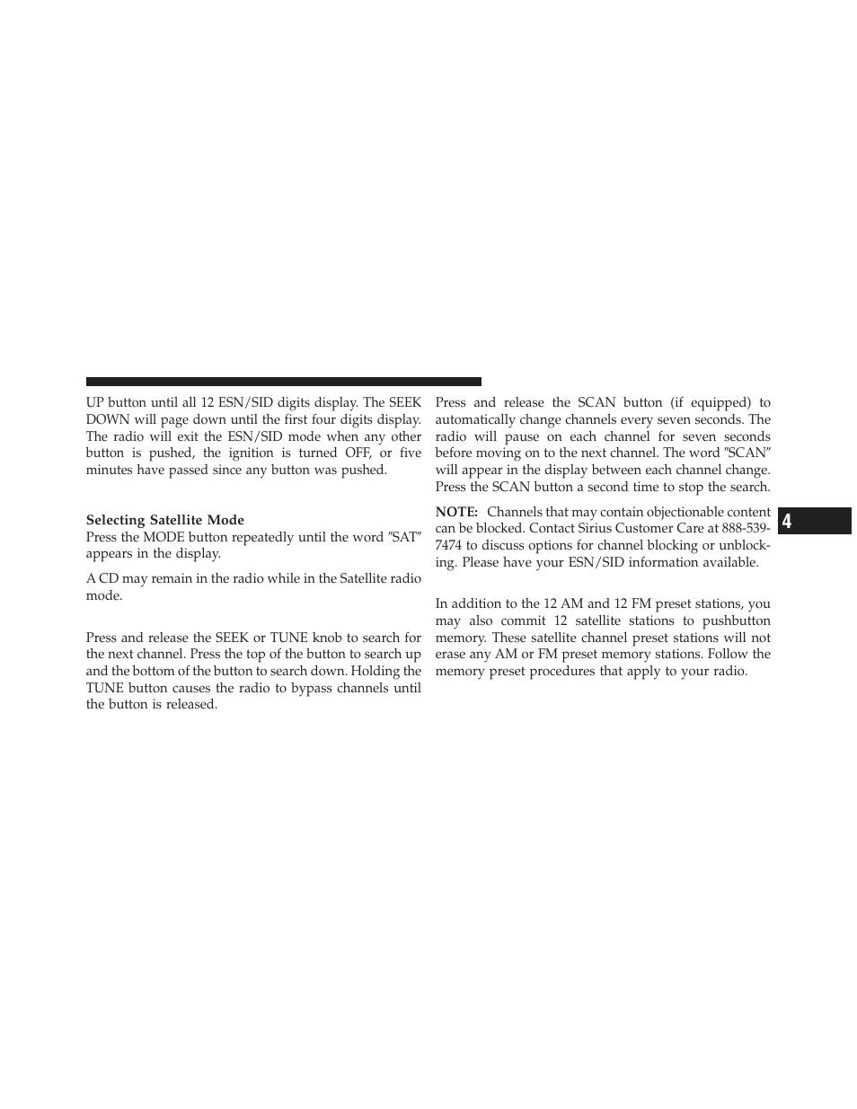 Selecting uconnect™ studios (satellite) mode, Selecting a channel, Storing and selecting preset channels | Selecting uconnect™ studios, Satellite) mode | Dodge 2010 Ram Chassis Cab User Manual | Page 189 / 423
