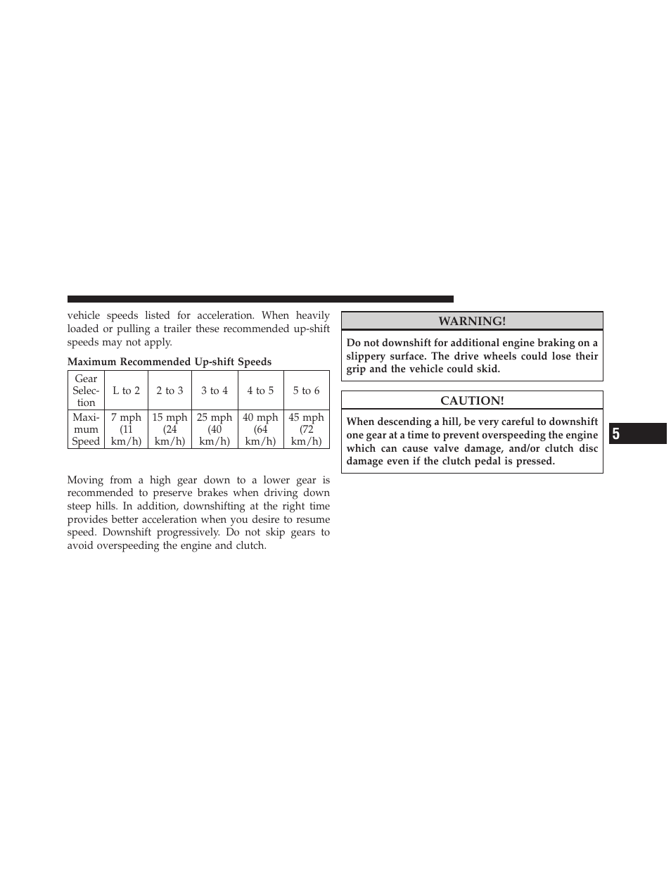 Downshifting | Dodge 2010 Ram Chassis Cab User Manual | Page 231 / 423