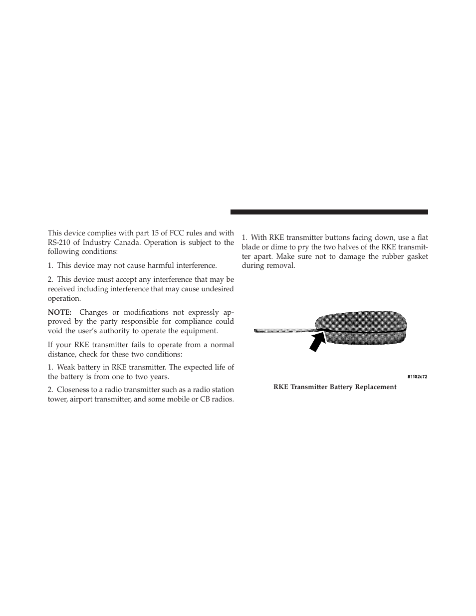 General information, Transmitter battery replacement | Dodge 2010 Ram Chassis Cab User Manual | Page 24 / 423