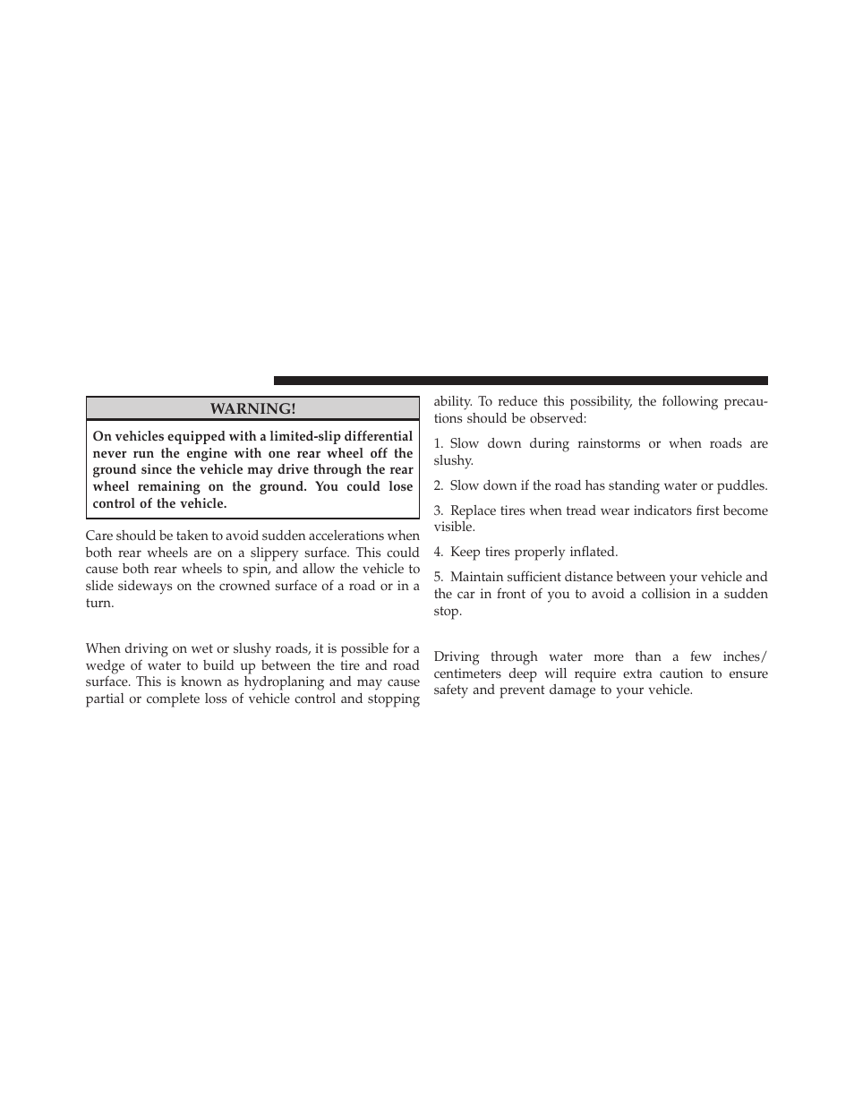 Driving on slippery surfaces, Driving through water | Dodge 2010 Ram Chassis Cab User Manual | Page 240 / 423