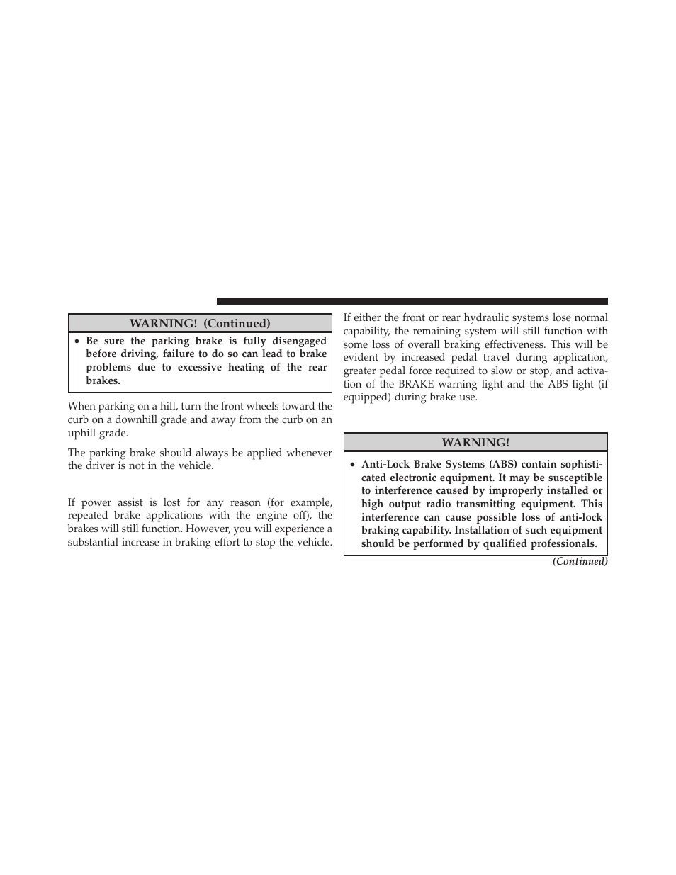 Brake system, Four-wheel anti-lock brake system | Dodge 2010 Ram Chassis Cab User Manual | Page 246 / 423