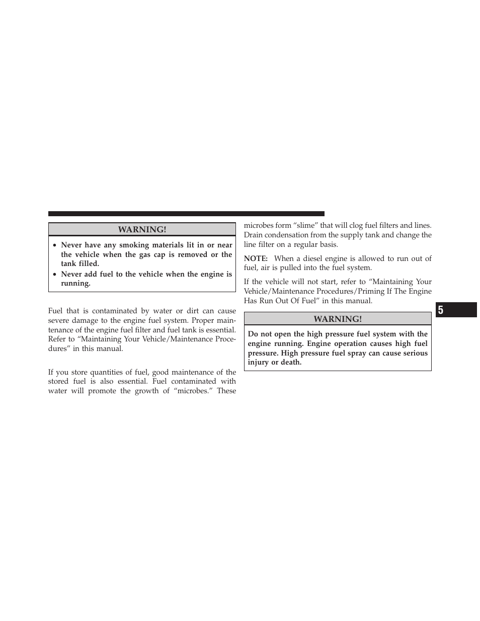 Avoid using contaminated fuel, Bulk fuel storage | Dodge 2010 Ram Chassis Cab User Manual | Page 275 / 423