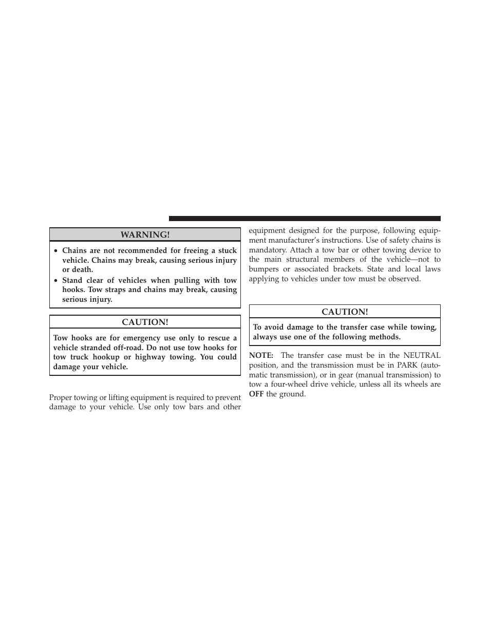 Towing a disabled vehicle, Four-wheel drive vehicles | Dodge 2010 Ram Chassis Cab User Manual | Page 314 / 423