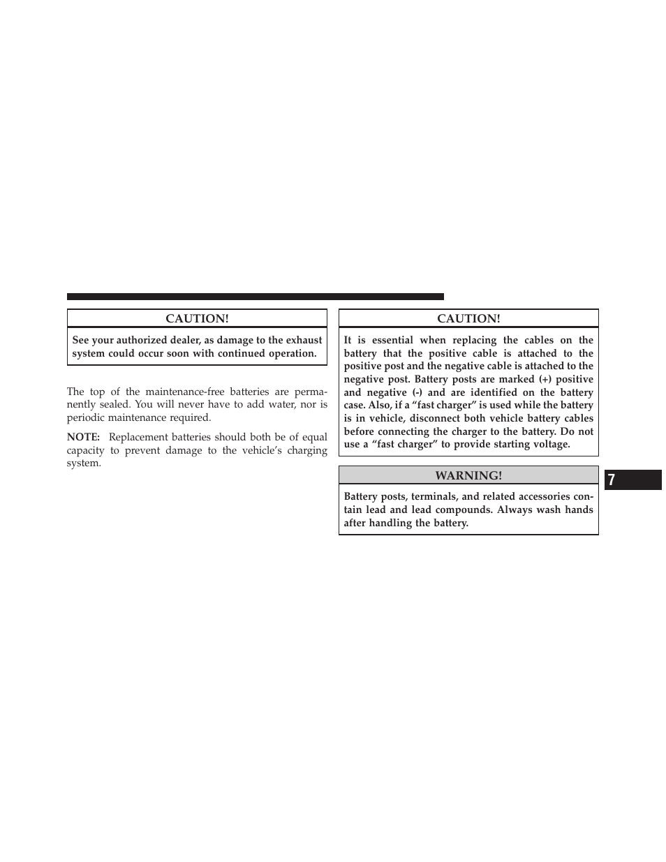 Maintenance-free batteries | Dodge 2010 Ram Chassis Cab User Manual | Page 335 / 423