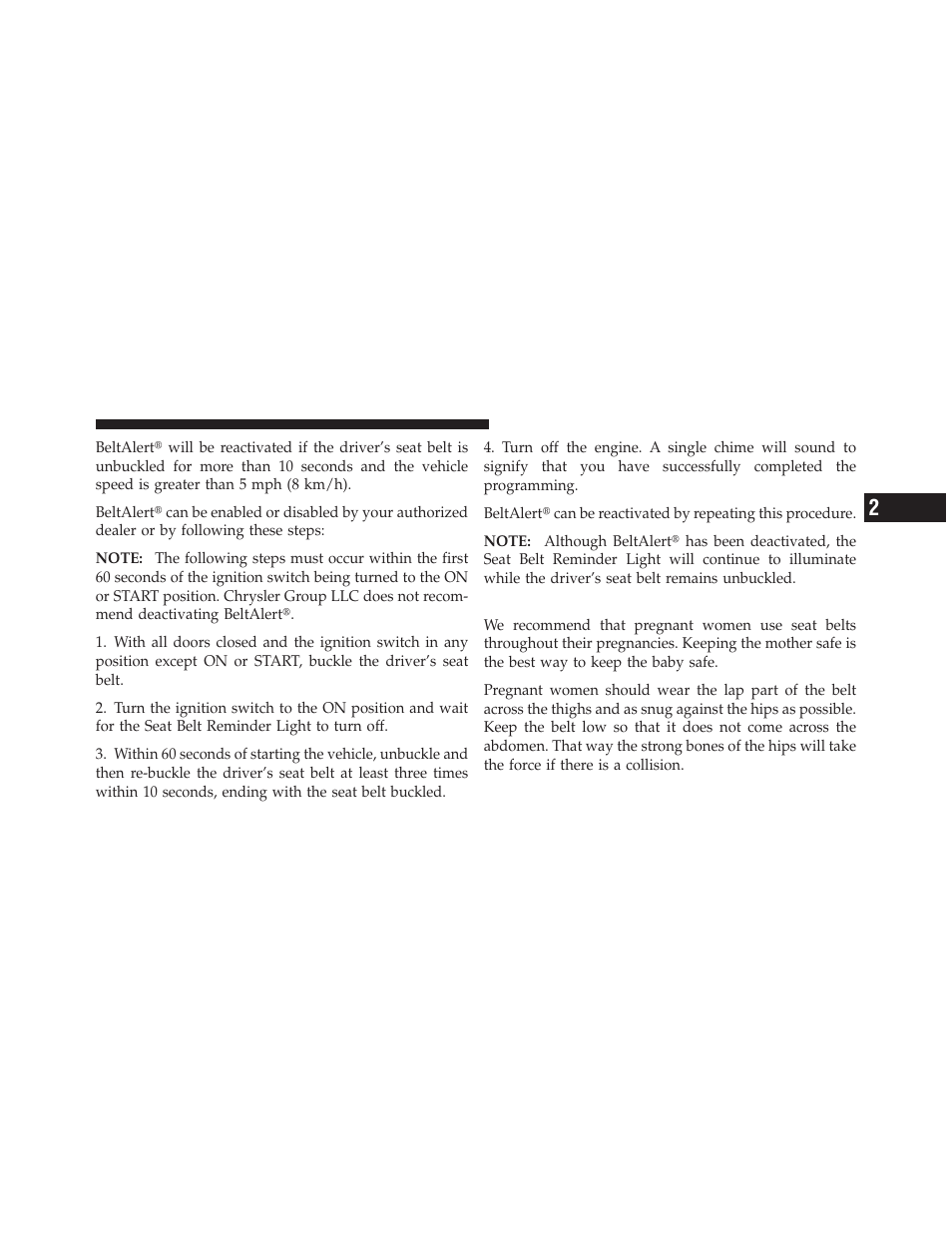 Seat belts and pregnant women | Dodge 2010 Ram Chassis Cab User Manual | Page 45 / 423