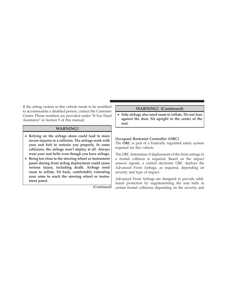 Airbag deployment sensors and controls | Dodge 2010 Ram Chassis Cab User Manual | Page 50 / 423