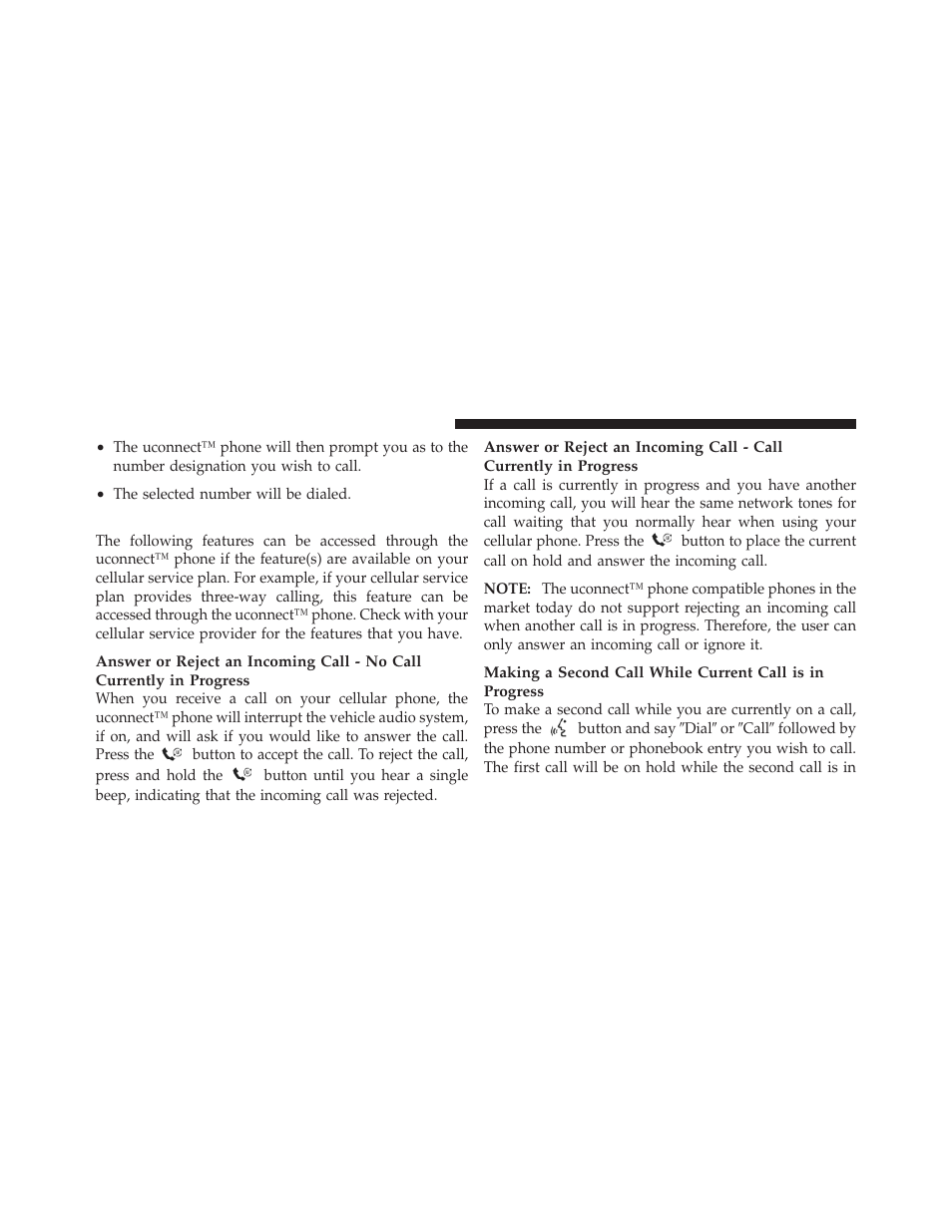 Phone call features | Dodge 2010 Ram Chassis Cab User Manual | Page 96 / 423