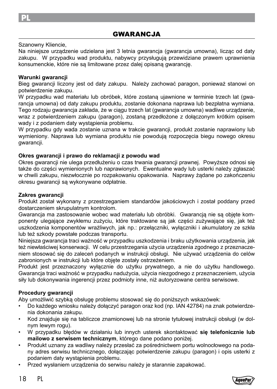 Aquapur Handheld Steam Cleaner User Manual | Page 20 / 74
