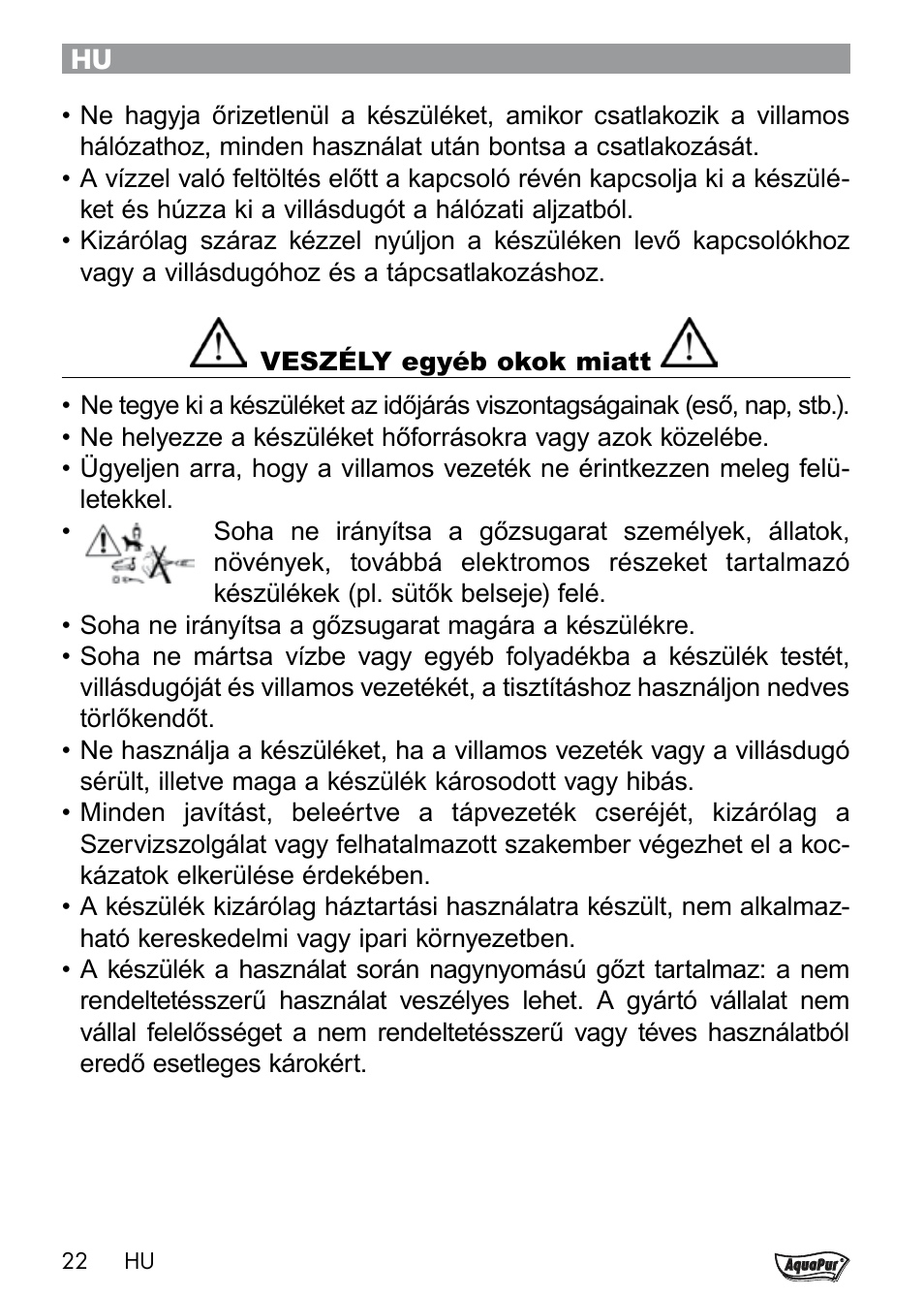 Aquapur Handheld Steam Cleaner User Manual | Page 24 / 74