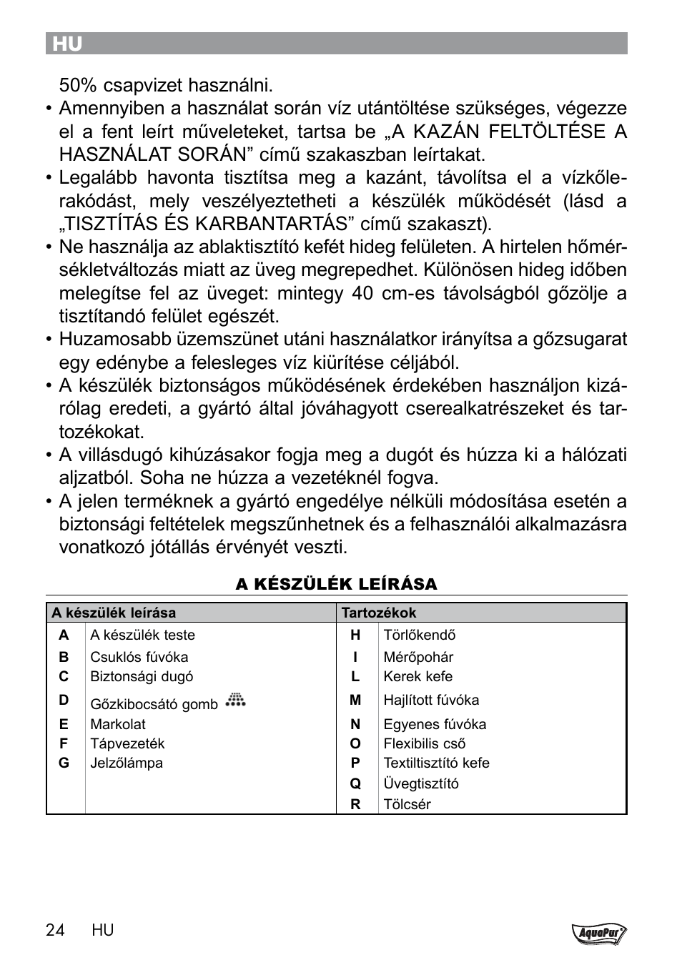 Aquapur Handheld Steam Cleaner User Manual | Page 26 / 74