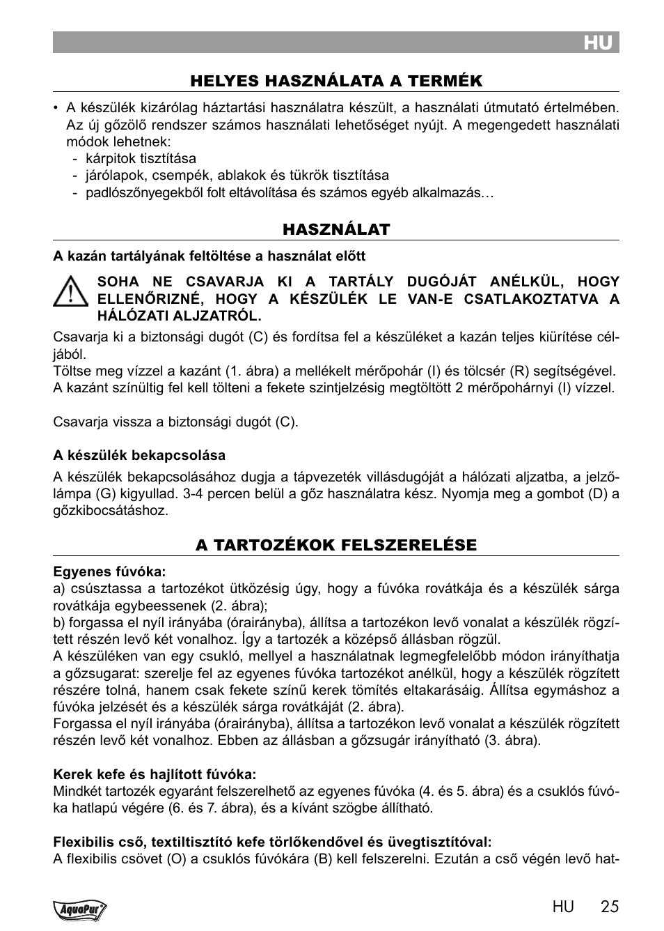 Aquapur Handheld Steam Cleaner User Manual | Page 27 / 74
