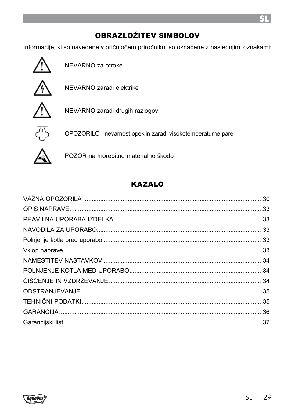 Aquapur Handheld Steam Cleaner User Manual | Page 31 / 74