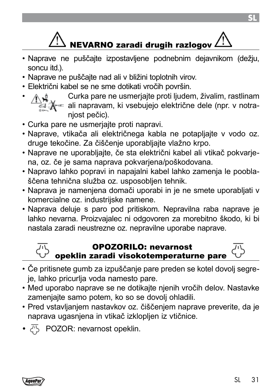 Aquapur Handheld Steam Cleaner User Manual | Page 33 / 74