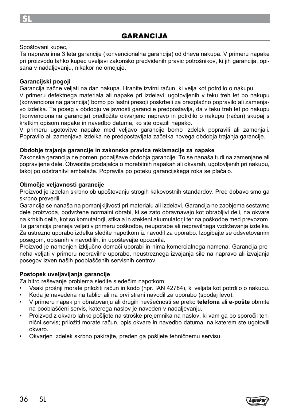 Aquapur Handheld Steam Cleaner User Manual | Page 38 / 74