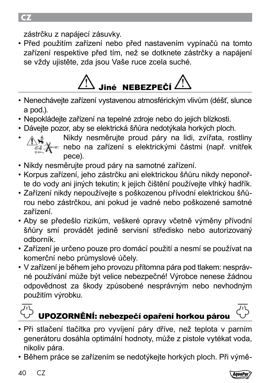 Aquapur Handheld Steam Cleaner User Manual | Page 42 / 74