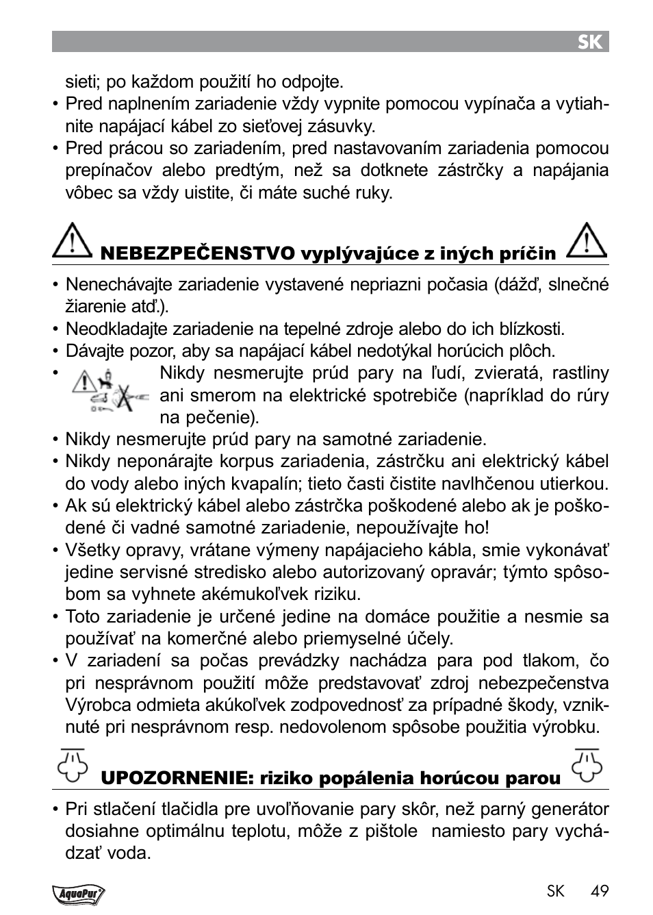 Aquapur Handheld Steam Cleaner User Manual | Page 51 / 74