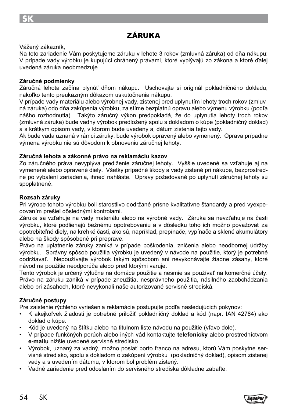 Aquapur Handheld Steam Cleaner User Manual | Page 56 / 74