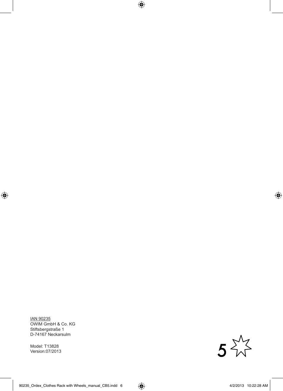 Aquapur T13828 Clothes Rail User Manual | Page 7 / 7