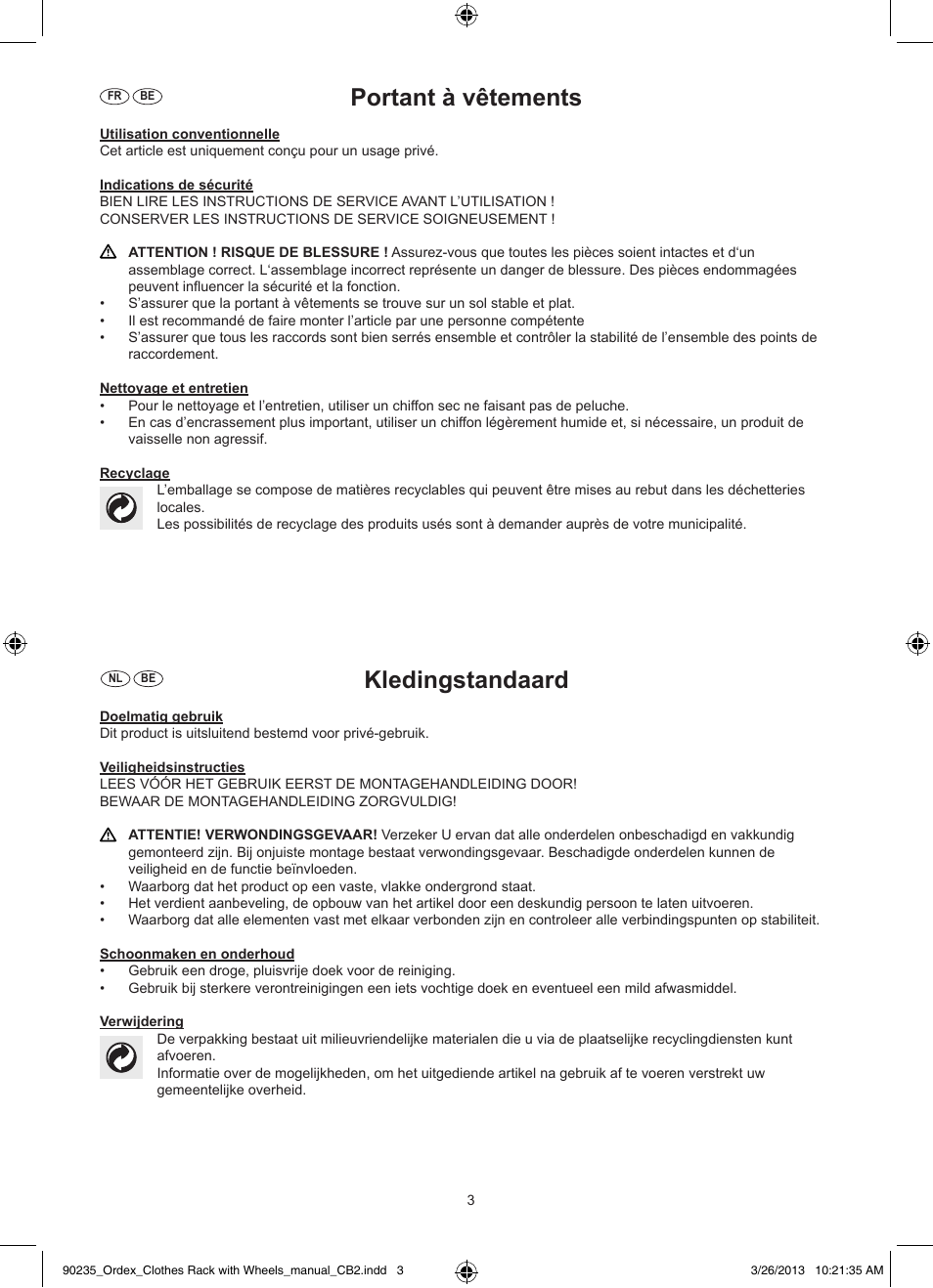 Portant à vêtements, Kledingstandaard | Aquapur T13828 Clothes Rail User Manual | Page 4 / 6