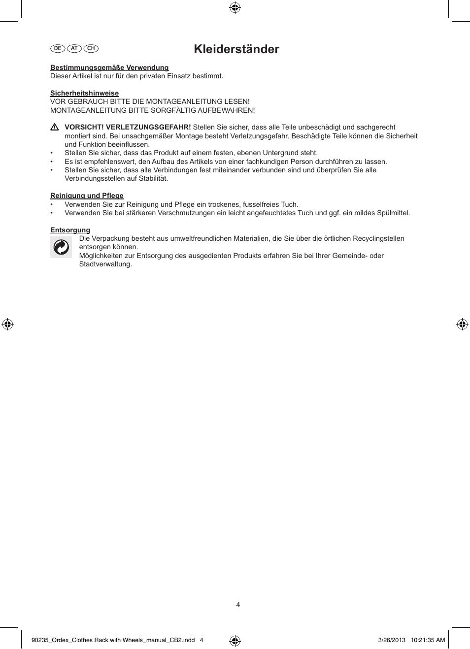 Kleiderständer | Aquapur T13828 Clothes Rail User Manual | Page 5 / 6