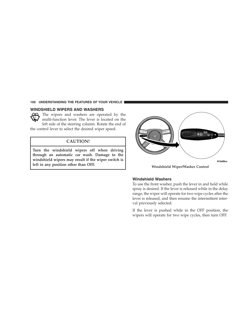 Windshield wipers and washers, Windshield washers | Dodge 2006 Charger SRT8 User Manual | Page 100 / 336