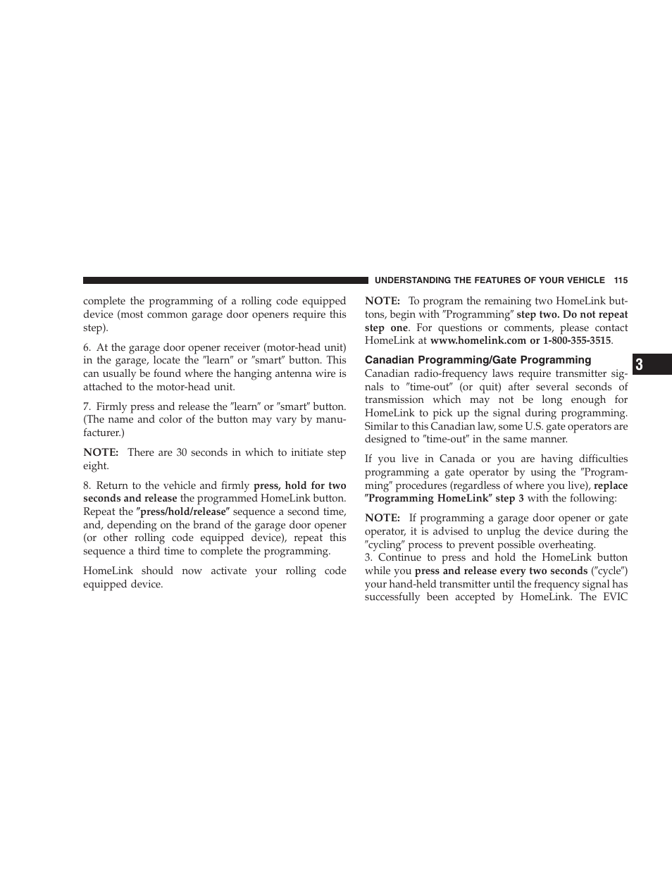 Canadian programming/gate programming | Dodge 2006 Charger SRT8 User Manual | Page 115 / 336