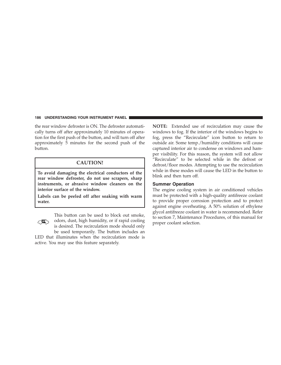Summer operation | Dodge 2006 Charger SRT8 User Manual | Page 186 / 336