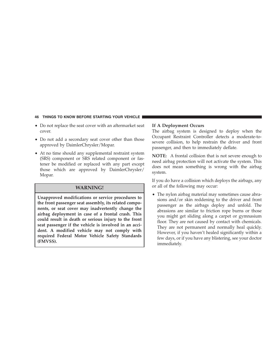 Dodge 2006 Charger SRT8 User Manual | Page 46 / 336