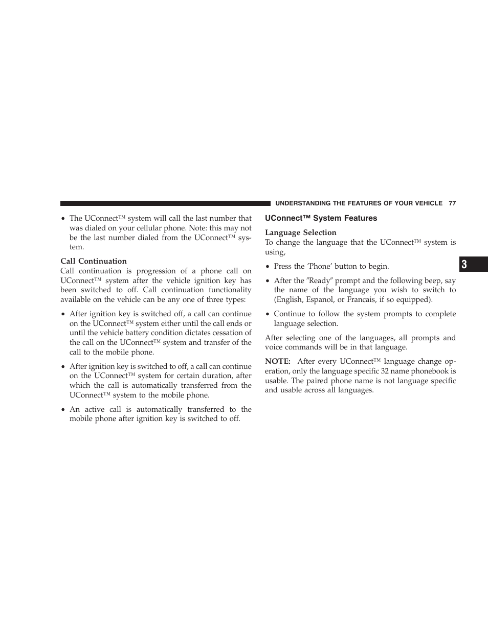 Uconnect™ system features | Dodge 2006 Charger SRT8 User Manual | Page 77 / 336