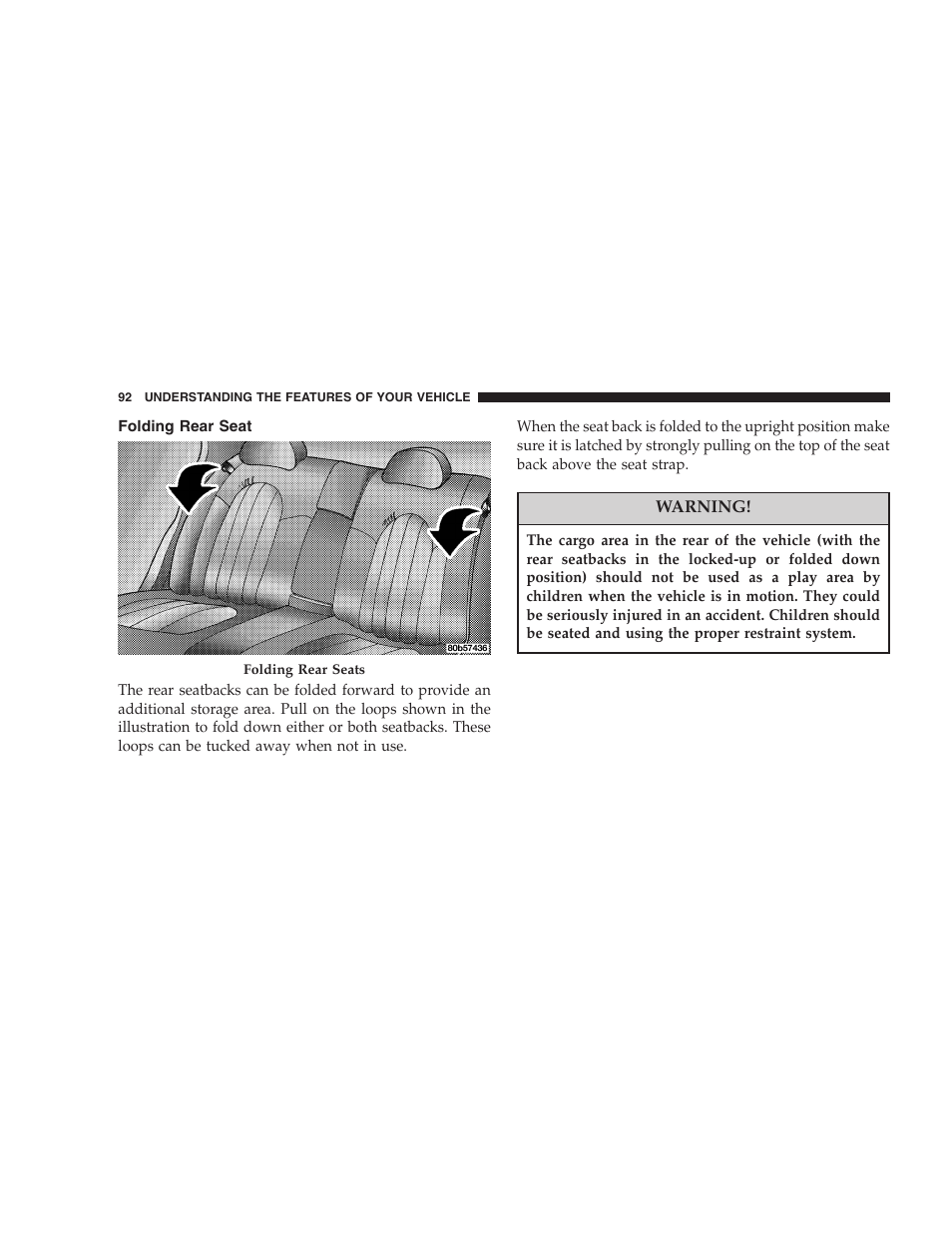 Folding rear seat | Dodge 2006 Charger SRT8 User Manual | Page 92 / 336