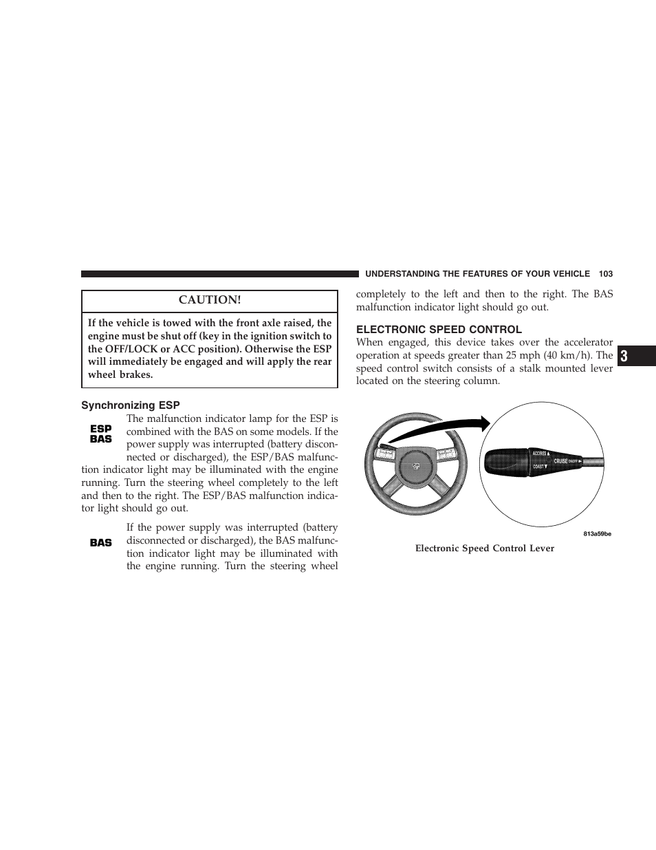 Synchronizing esp, Electronic speed control | Dodge 2005 LX Magnum User Manual | Page 103 / 368