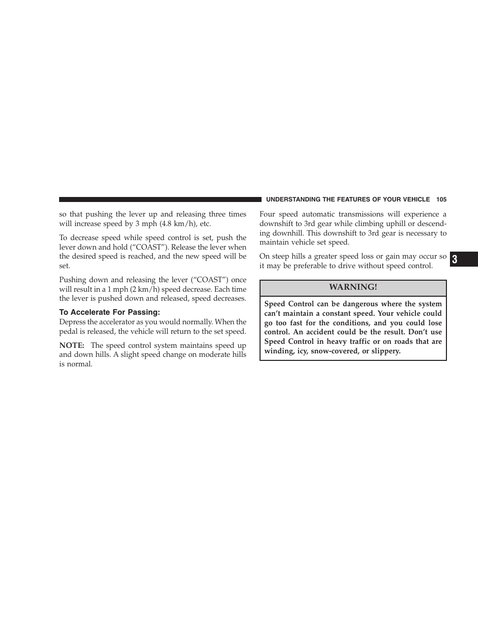To accelerate for passing | Dodge 2005 LX Magnum User Manual | Page 105 / 368