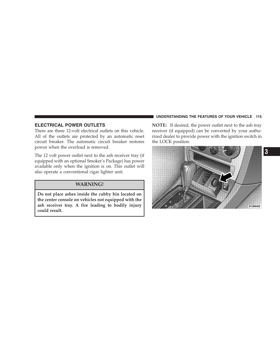 Electrical power outlets | Dodge 2005 LX Magnum User Manual | Page 115 / 368