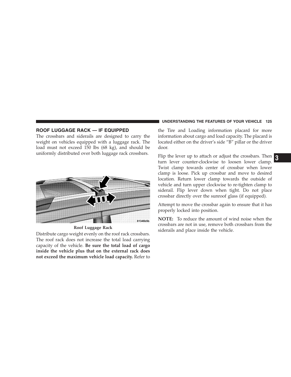 Roof luggage rack — if equipped | Dodge 2005 LX Magnum User Manual | Page 125 / 368