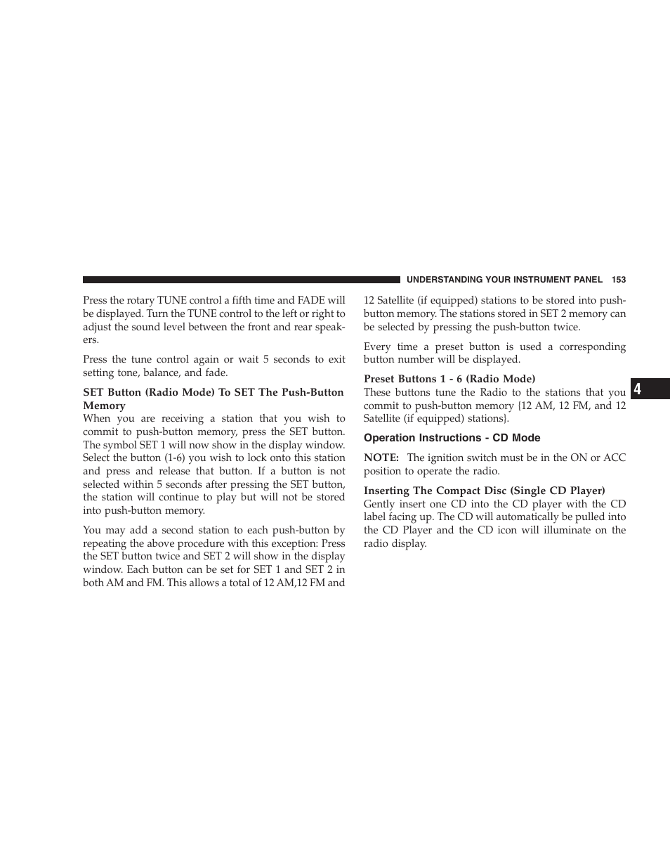 Operation instructions - cd mode | Dodge 2005 LX Magnum User Manual | Page 153 / 368