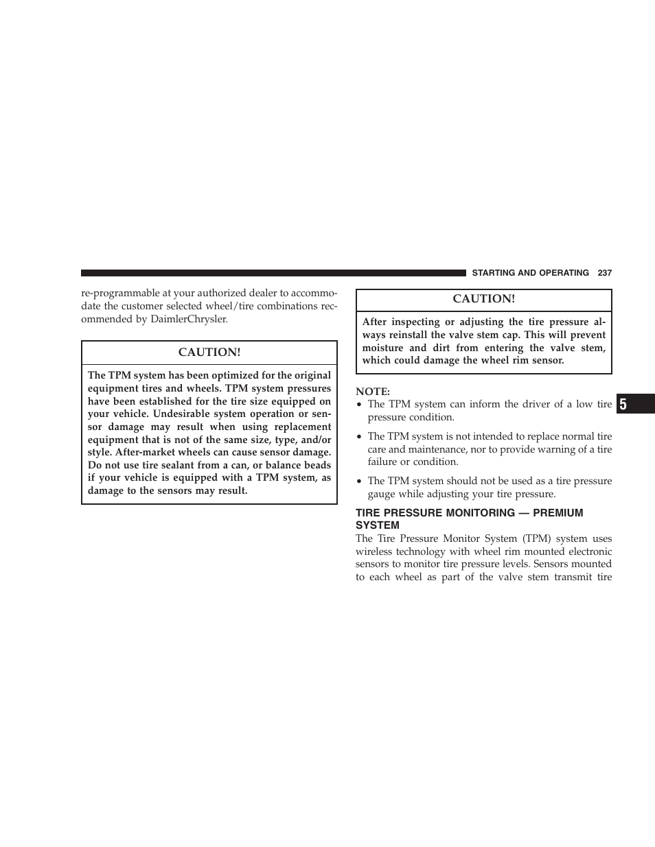 Tire pressure monitoring — premium system | Dodge 2005 LX Magnum User Manual | Page 237 / 368