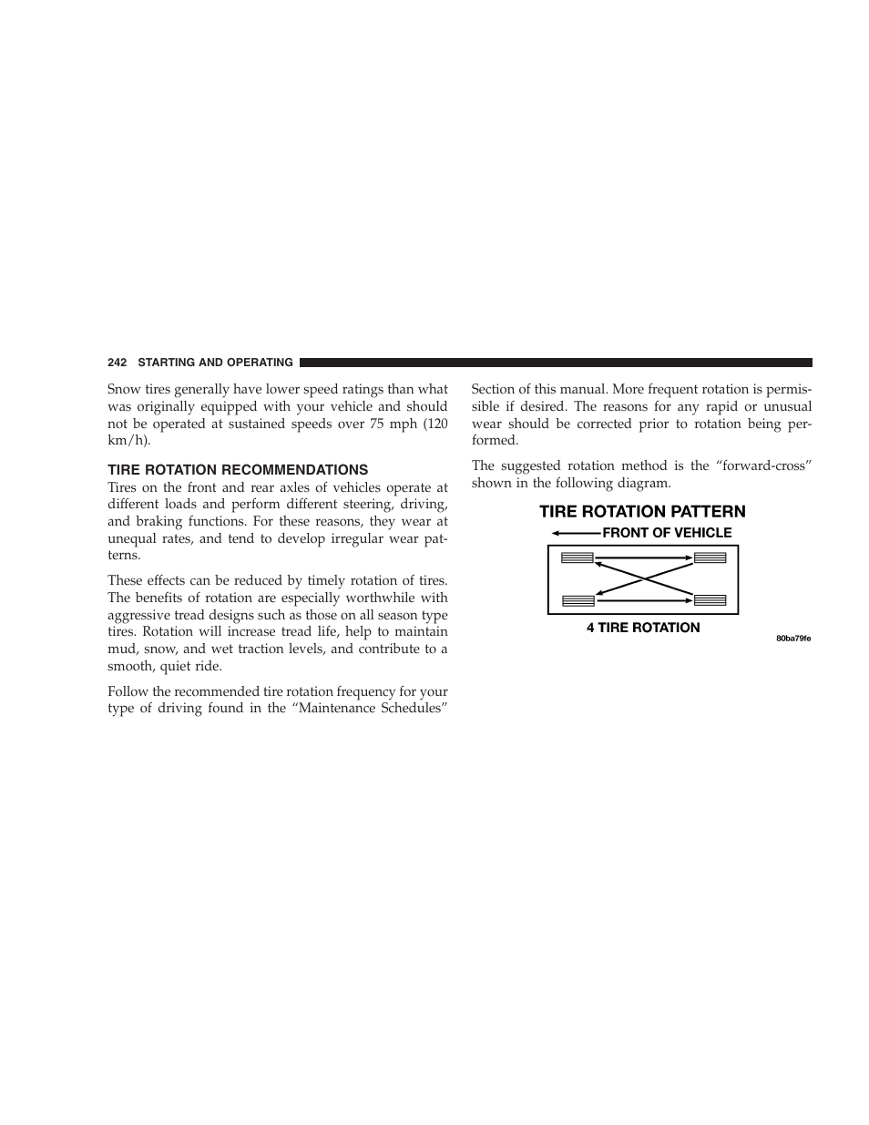 Tire rotation recommendations | Dodge 2005 LX Magnum User Manual | Page 242 / 368