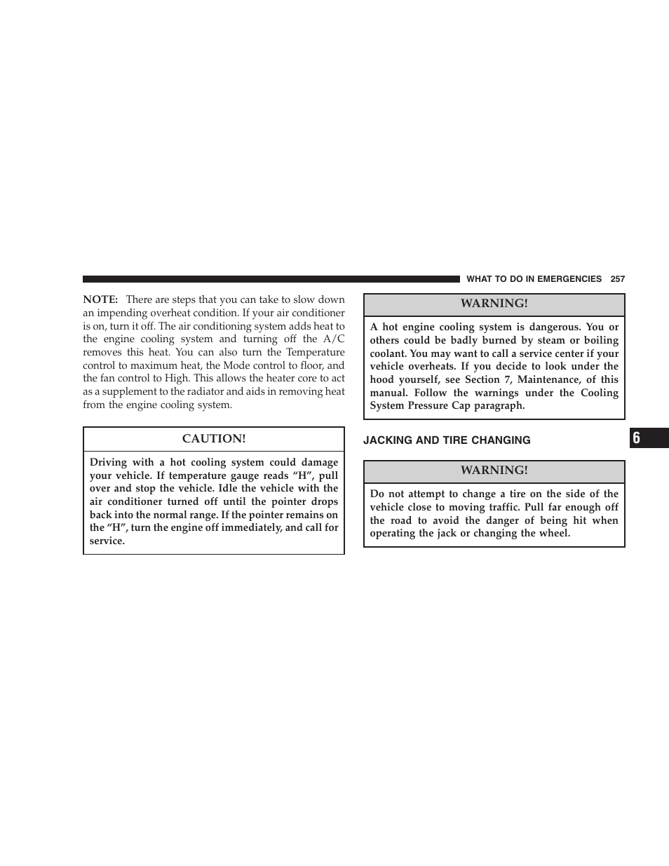 Jacking and tire changing | Dodge 2005 LX Magnum User Manual | Page 257 / 368