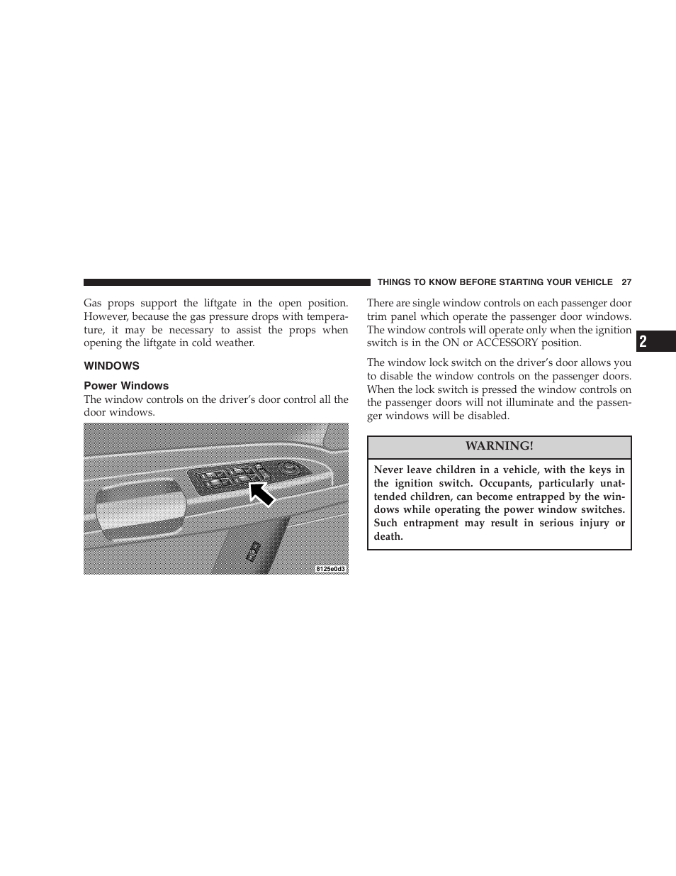 Windows, Power windows | Dodge 2005 LX Magnum User Manual | Page 27 / 368