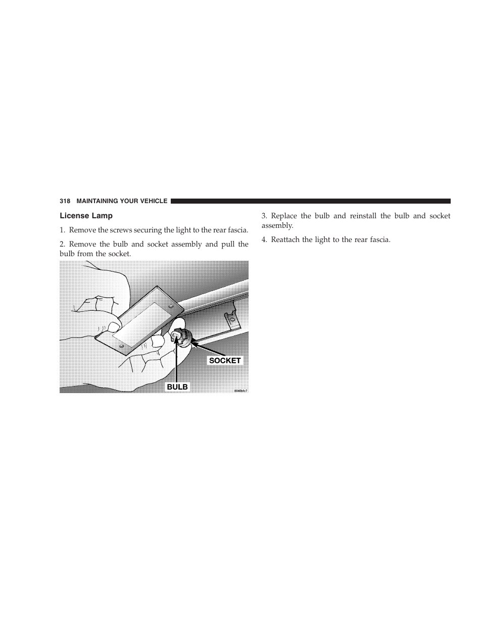License lamp | Dodge 2005 LX Magnum User Manual | Page 318 / 368