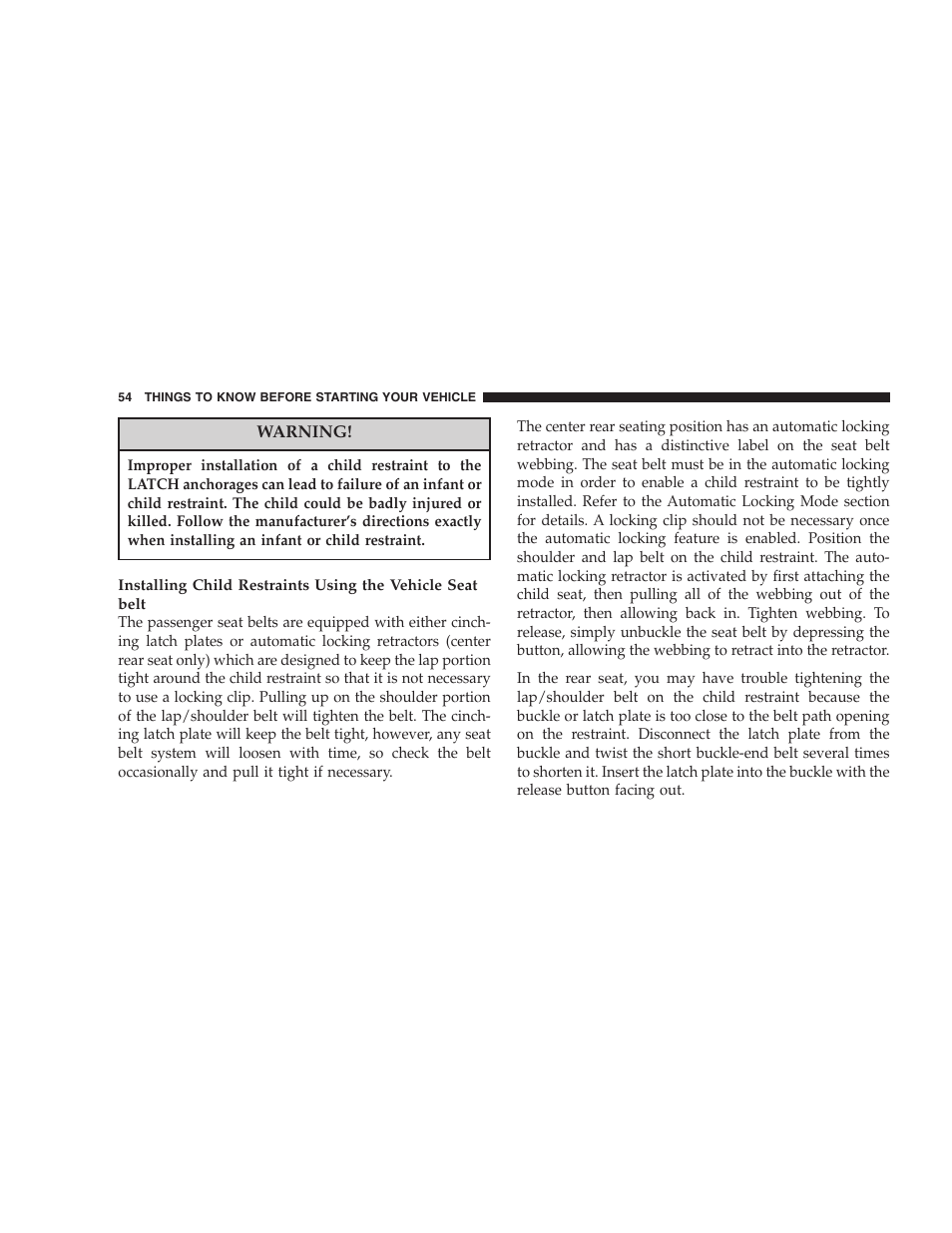 Dodge 2005 LX Magnum User Manual | Page 54 / 368