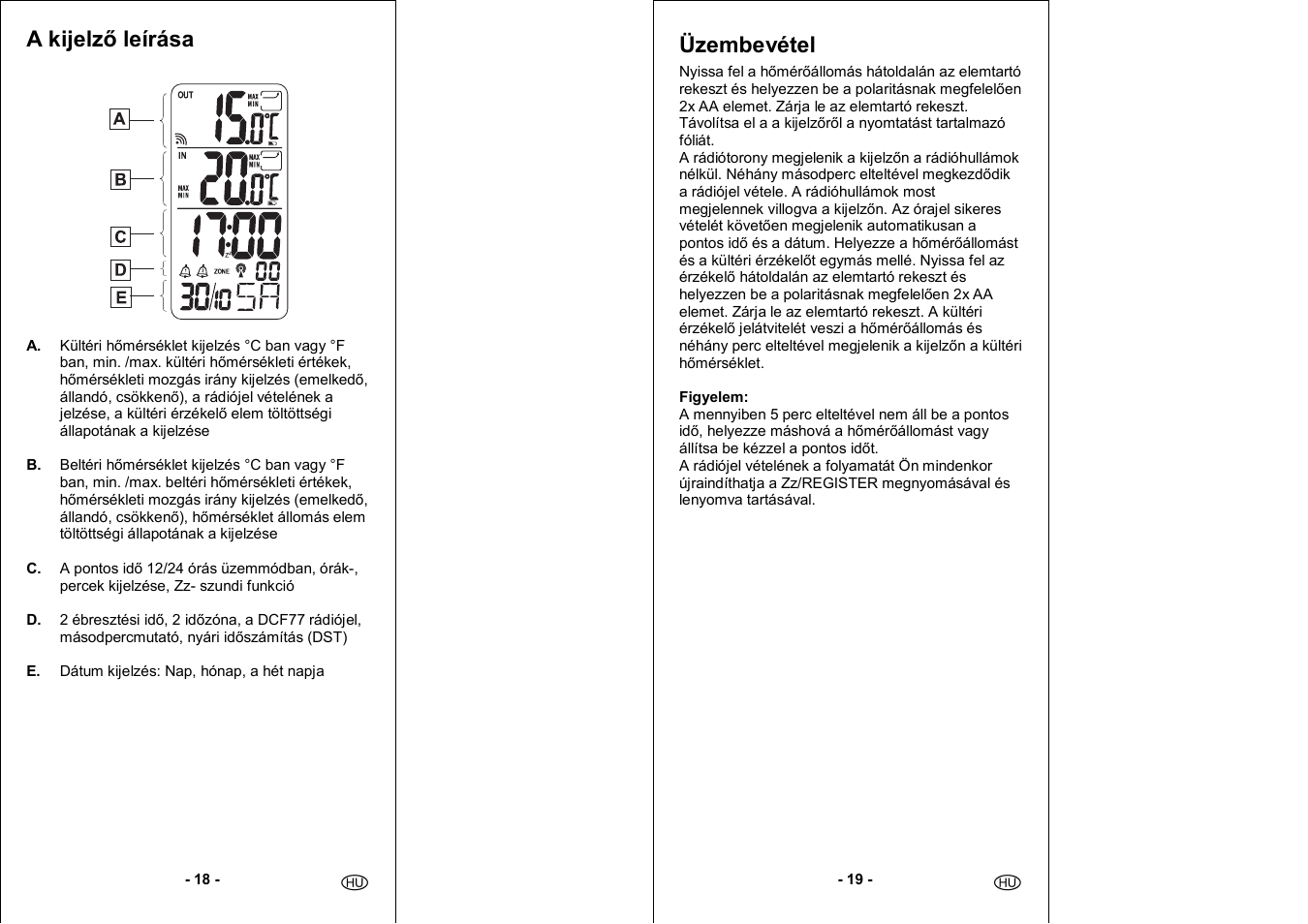 A kijelzı leírása, Üzembevétel | Auriol 4-LD3030 User Manual | Page 11 / 27