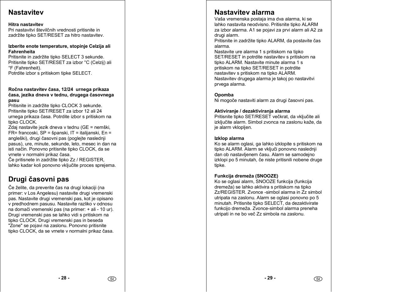 Nastavitev, Drugi časovni pas, Nastavitev alarma | Auriol 4-LD3030 User Manual | Page 16 / 27