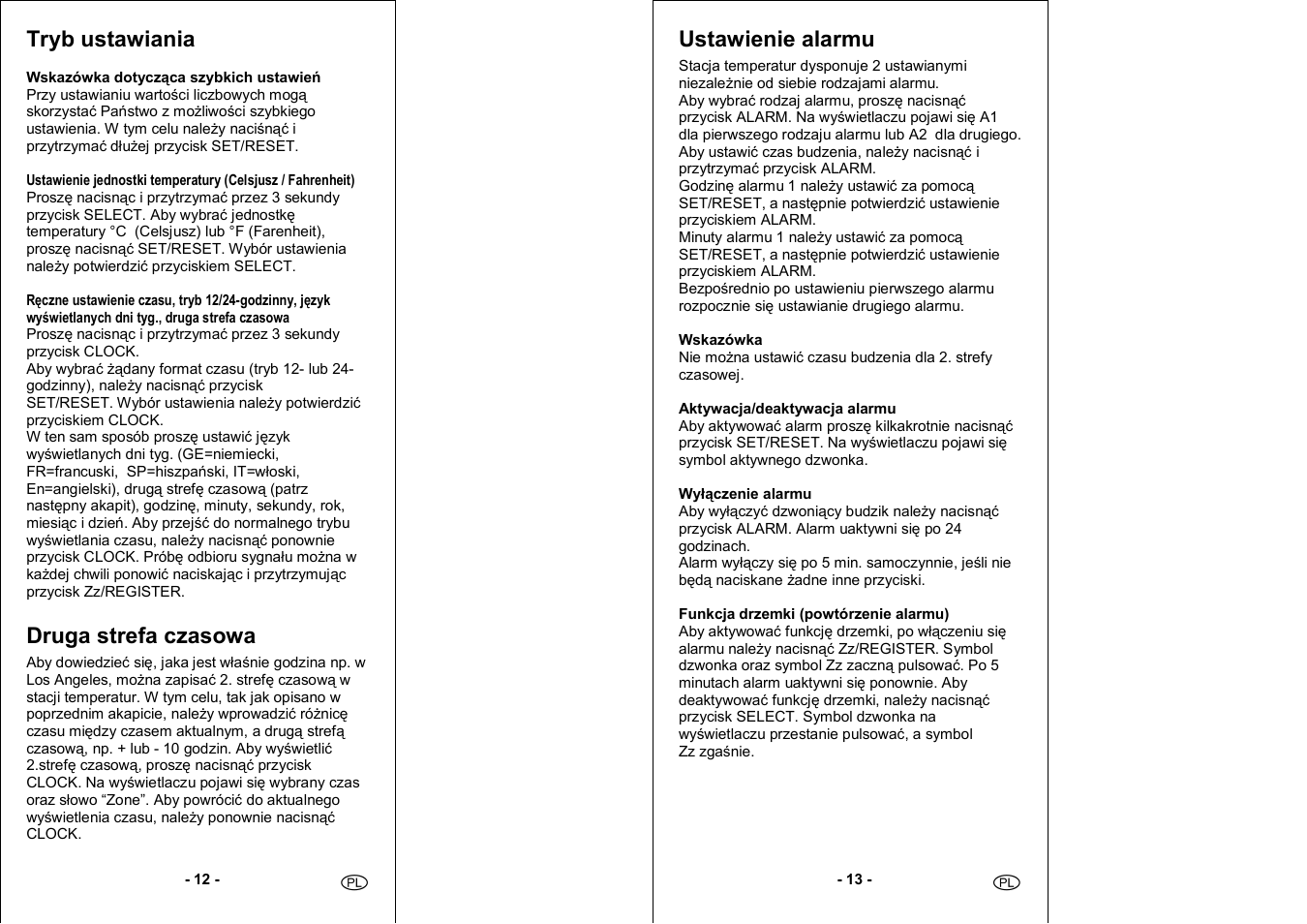 Tryb ustawiania, Druga strefa czasowa, Ustawienie alarmu | Auriol 4-LD3030 User Manual | Page 8 / 27