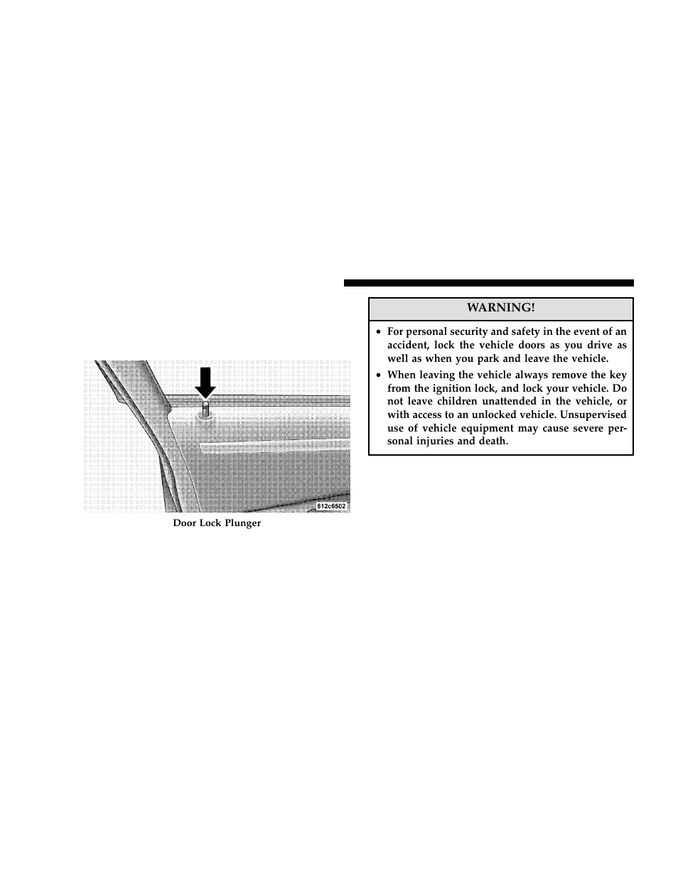 Door locks, Manual door locks, Power door locks | Dodge 2006 Charger User Manual | Page 16 / 368