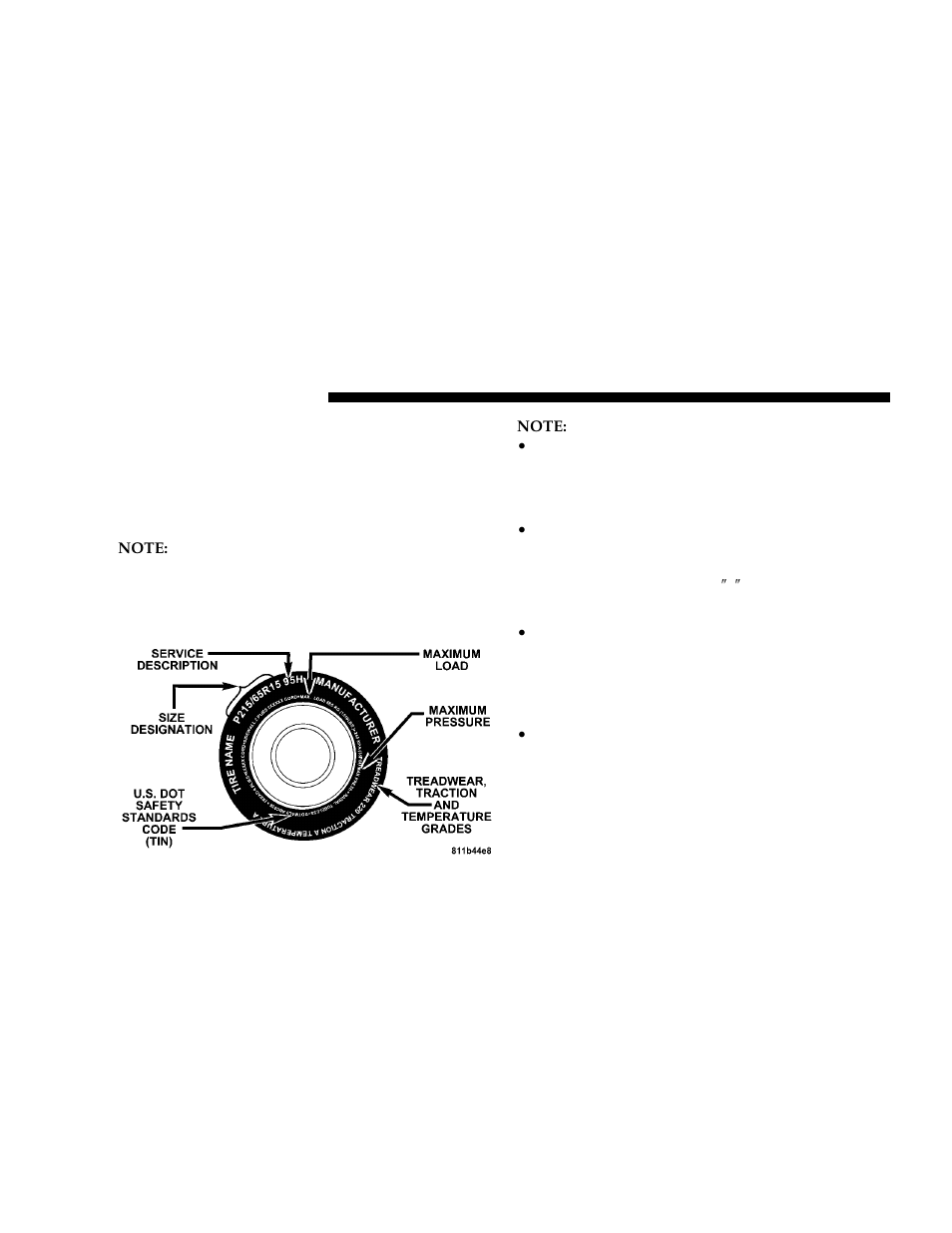 Multi displacement system (mds), 7l engine only, Tire safety information | Tire markings | Dodge 2006 Charger User Manual | Page 218 / 368