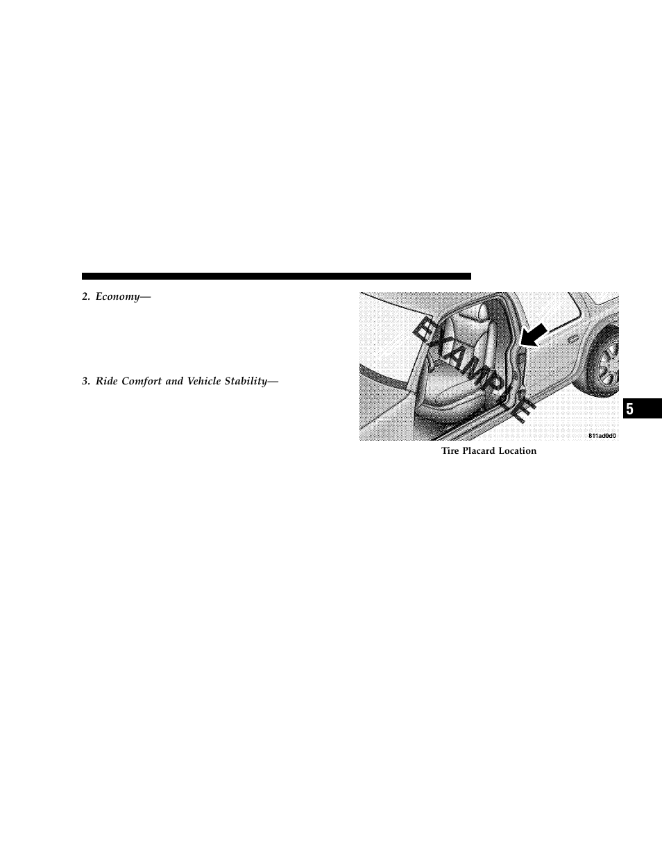 Tire inflation pressures | Dodge 2006 Charger User Manual | Page 227 / 368