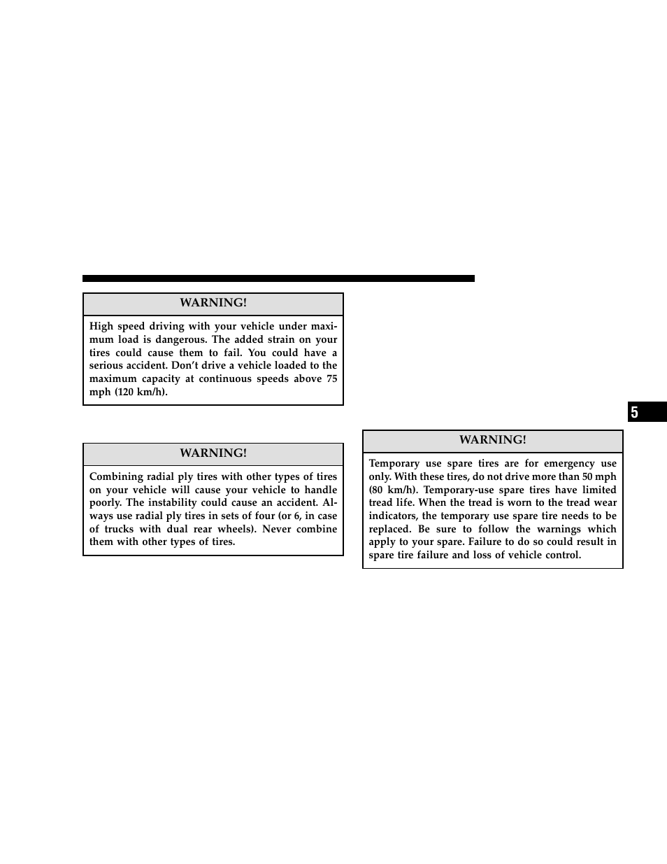 Radial-ply tires, Compact spare tire — if equipped | Dodge 2006 Charger User Manual | Page 229 / 368