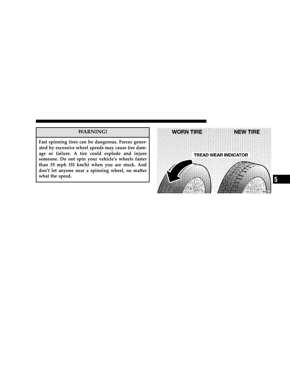 Tread wear indicators | Dodge 2006 Charger User Manual | Page 231 / 368